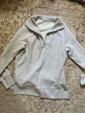 Te Verde Light Gray Half-Zip Turtleneck Pullover